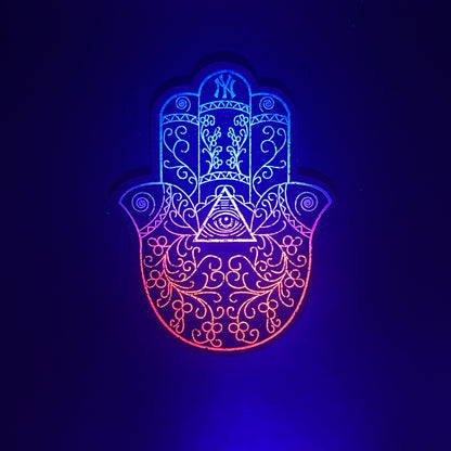 Illuminati Blue-Pink Fade Hamsa Hand Moodmat