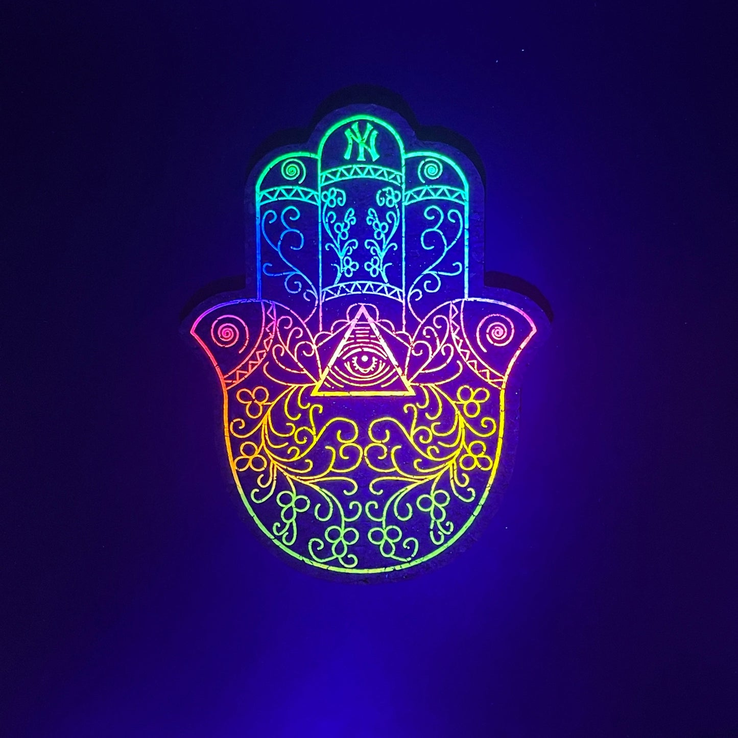Illuminati Rainbow Fade Hamsa Hand Moodmat